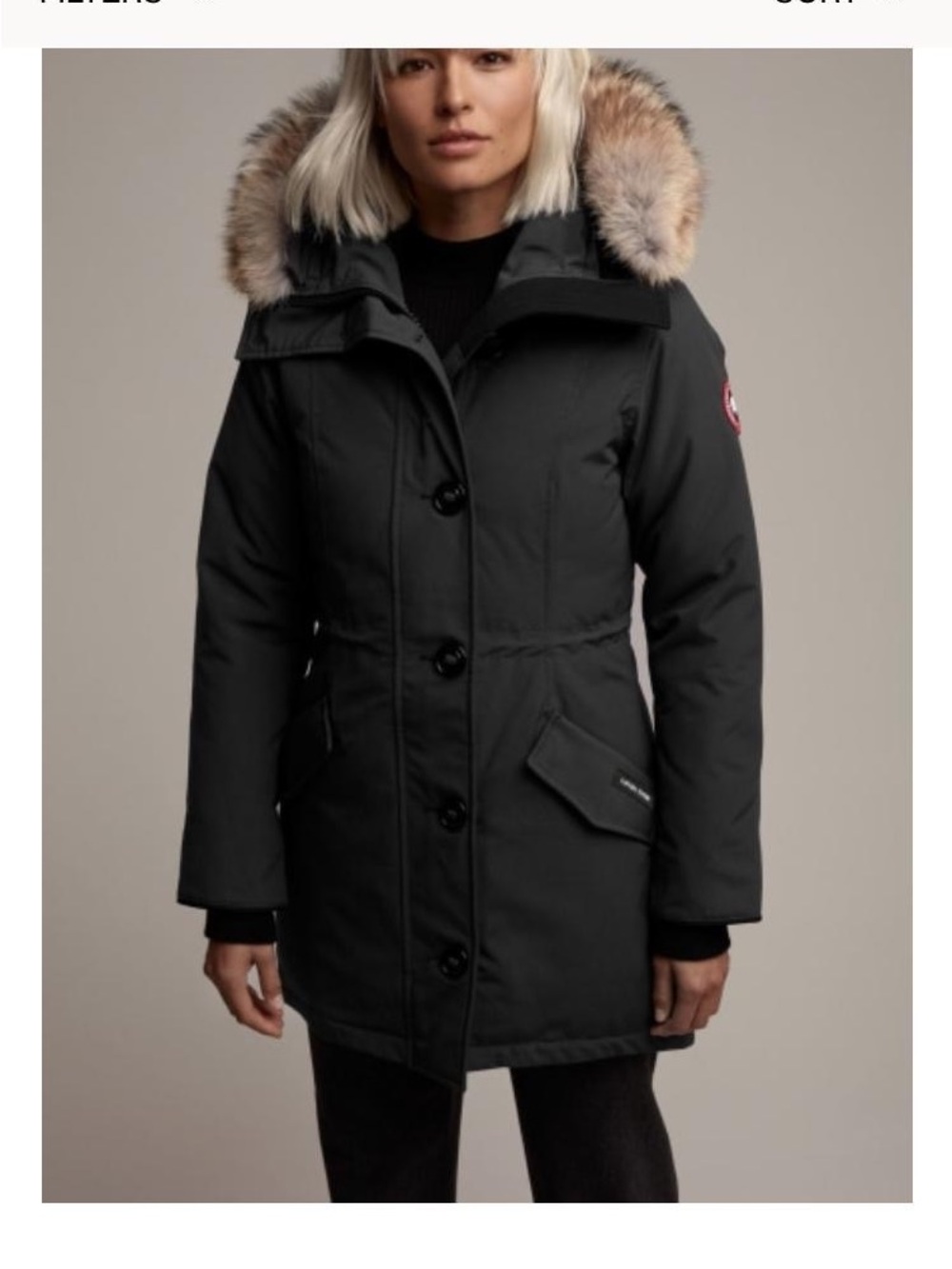 Canada Goose Black Women's Parka with Fur-Trim Hood